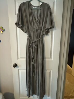 Baltic Born/Mustard Seed Olive Green Maxi Dress with Tassel Tie